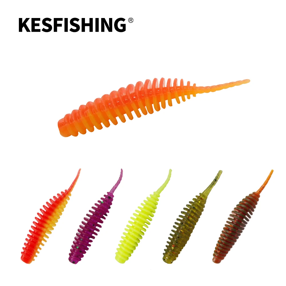 

KESFISHING Worm Bait Tanta 38m 90mm Bass Pike Trout Ice Fishing Shrimp Smell with Salts Soft Silicone Fishing Lure Free Shipping