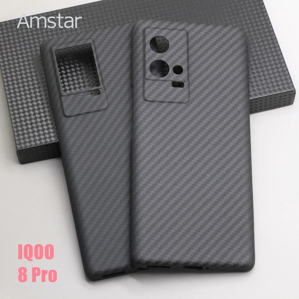 Amstar Real Carbon Fiber Phone Case for VIVO IQOO 8 Pro Ultra-thin Anti-drop Business Aramid Fiber Hard Cover for VIVO IQOO 8
