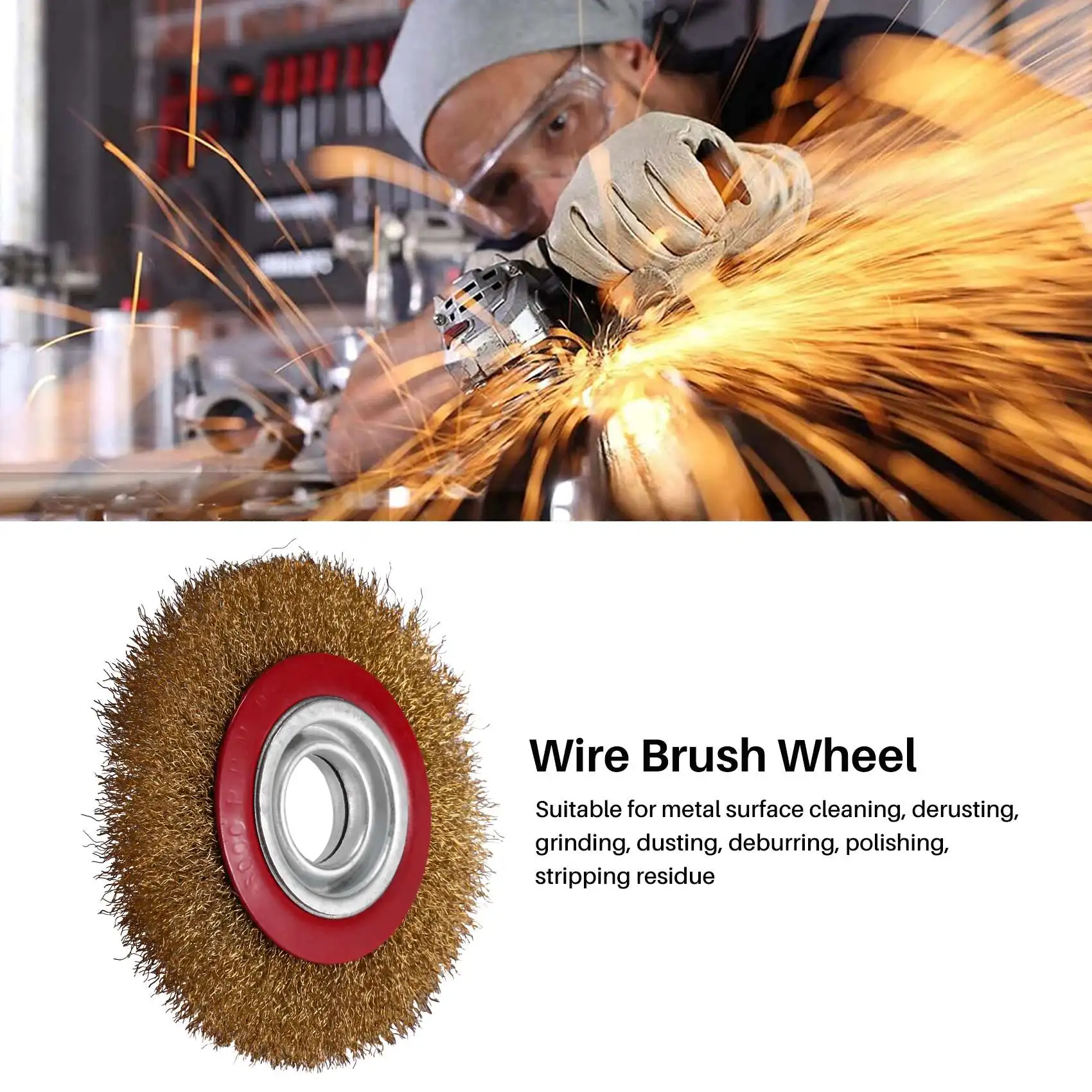 Wire Brush Wheel for Bench Grinder Polish + Reducers Adaptor Rings 6inch 150Mm