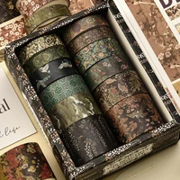 12 Rolls Vintage Printed Washi Tape Set, DIY Scrapbooking Decorative Tape for Handmade Gifts and School Supplies 1