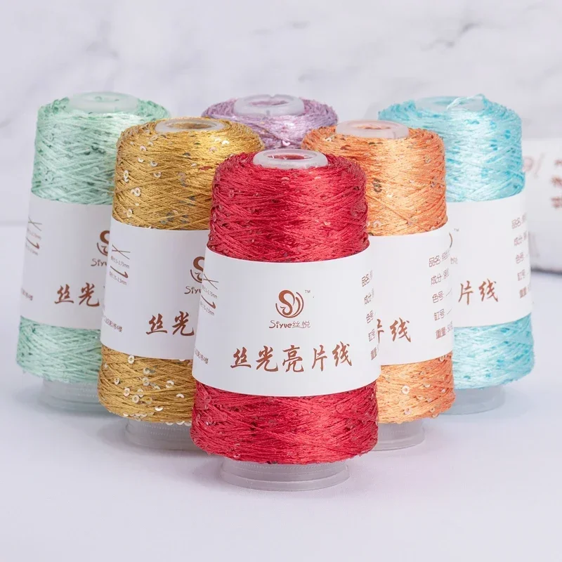 Crochet Yarn Sequin Stitch Yarn Line Hand Crochet Threads Knit Sweater Clothes Thread 100g