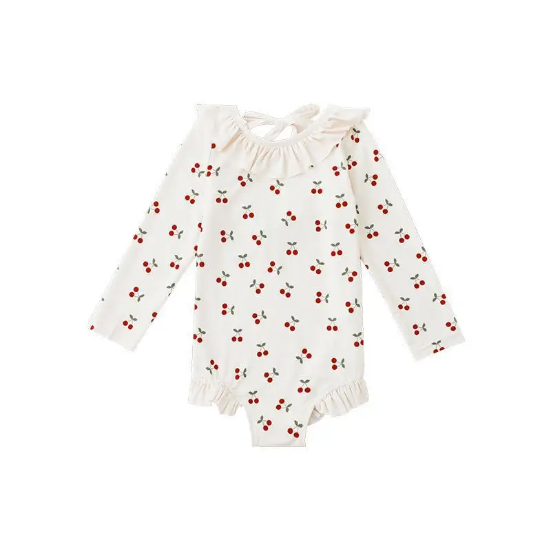 

1-4 Years Toddler Baby Girls 1pc Bikini Set Swimwear Swimsuit Summer Cherry Print Cute Swimsuits Bathing Suits Dropship