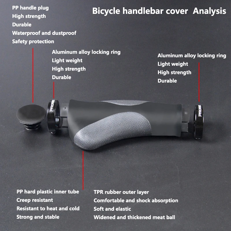 Non-Slip Soft Rubber Bicycle Handlebar Grips with Aluminum Locking Ends