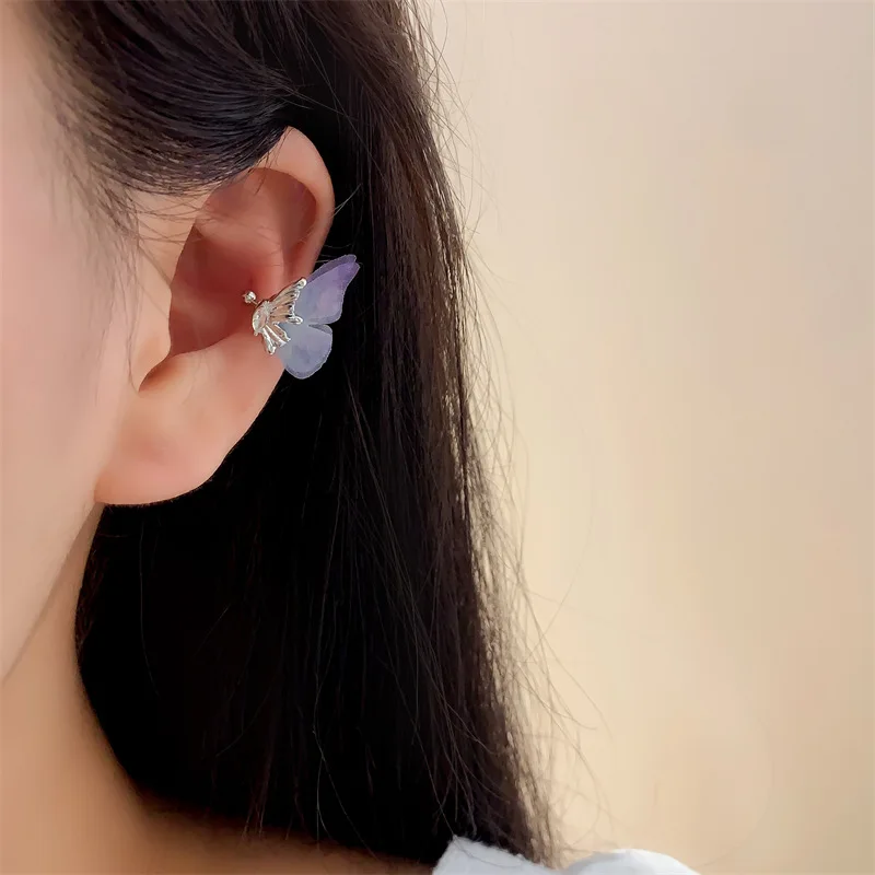 1 Paio Di Orecchini A Forma Di Farfalla, Senza Fori, Con Clip E Zirconi Scintillanti Orecchini Da Donna~p146675437