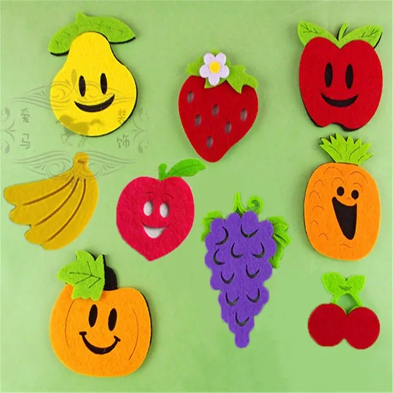 5 Set Cartoon Felt Vegetables Fruits DIY Stickers for Kindergarten ...