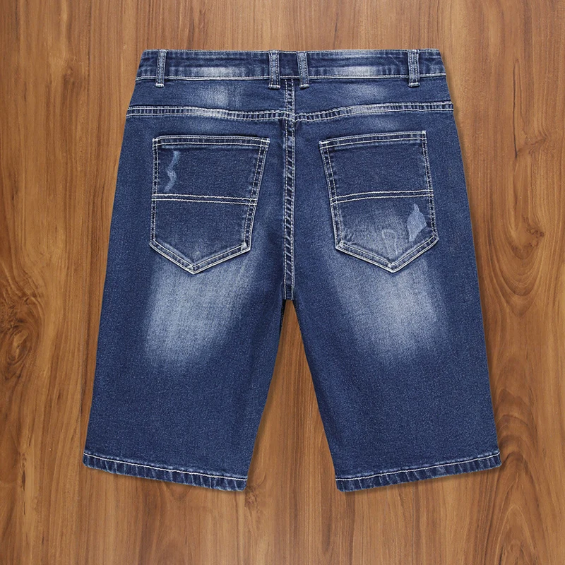 Summer Jeans Shorts Men Jeans Denim Pants Denim Shorts New Summer Men's Stretch Straight Denim Pants Casual Slim Fit Middle Pants Pockets Hole Denim Shorts Male