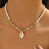 Collier de perles de coquillage naturel à la mode, pendentif en coquillage, bijoux inspirés de l'océan, ras du cou, adapté aux femmes, fête de vacances quotidienne 4