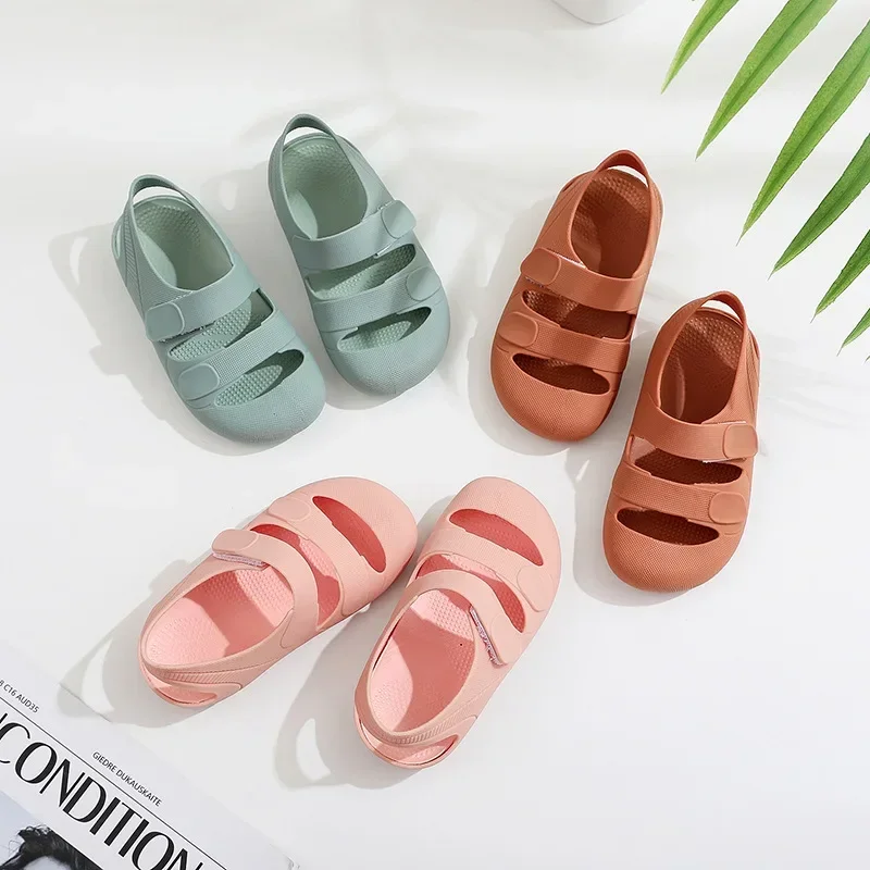 Children Sandals Hollow Out Closed Toe Beach Shoes Breathable Candy Color Roman Sandals Boys Girls Soft Non-slip Kids Shoes kids shoes children sandals kids sandals beach shoes