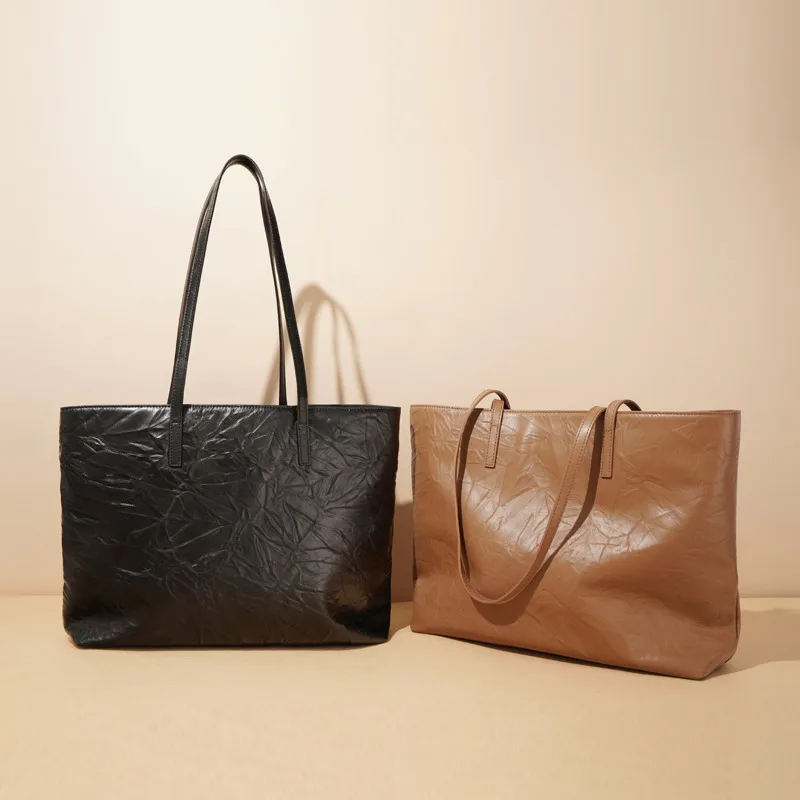 Bolso De Mano De Cuero Genuino Para Mujer, Organizador