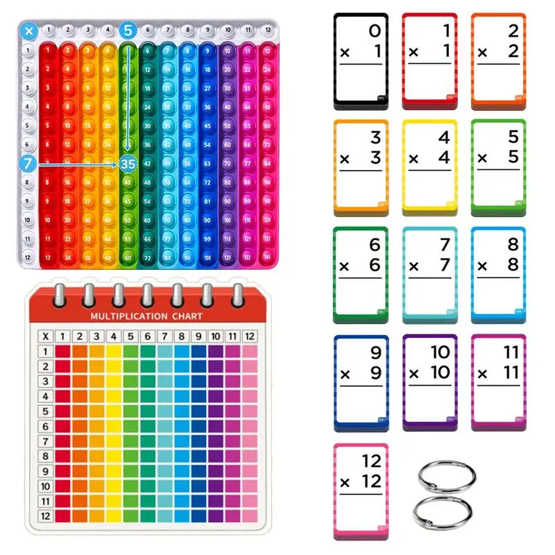 156pcs /set Multiplication Flash Cards Math Game Flash Cards Table Math Games Toy Fidget Learning Game Toy Multiplication