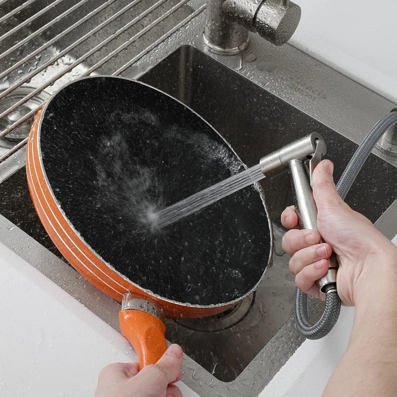 Stainless Steel Kitchen Sink Side Sprayer Set Pull Out Faucet Handheld Bidet Single Cold Water Tap For Washing Fruit Vegetables