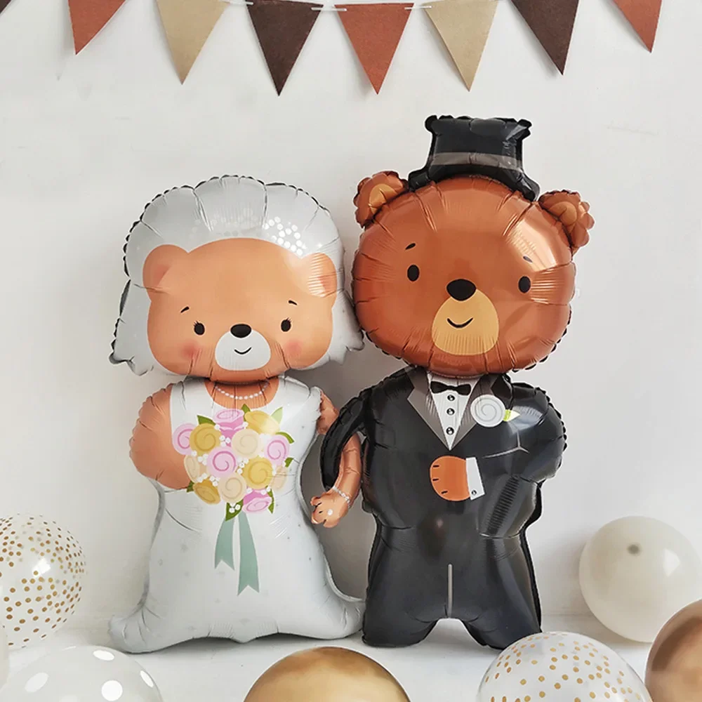 

Bride Groom Bear Aluminum Film Balloon Happy Valentine's Day Mr&Mrs Wedding Confession Party Decoration Balloon Bridalshower