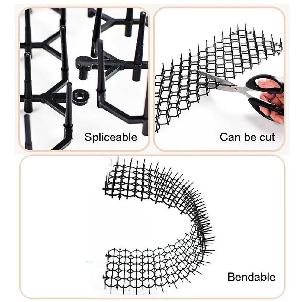 12-24pc Gardening Cat Scat Mat Spike Anti-Cat Prickle Strip Deterrent Repellent Deterrent Keep Cat Dog Away Digging Pet Supplies