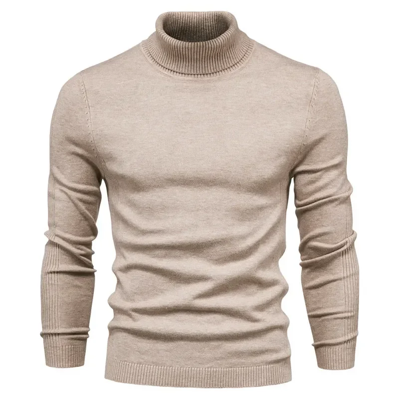 Description Picture 4 of itemAutumn and Winter Solid Color Casual Sweater Men's Long Sleeve High Neck Knitted Pullover