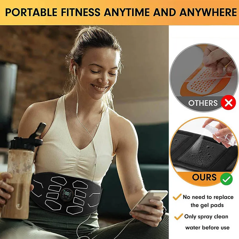Smart EMS Muscle Stimulator ABS Stimulator Abdominal Toning Belt Home Fitness Workout Equipment For Body Waist Abdomen Massage