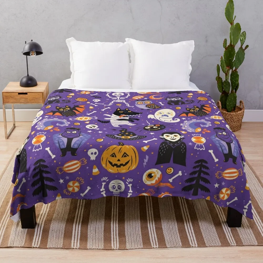 

Happy Halloween Throw Blanket warm winter valentine gift ideas Furry Luxury Blankets