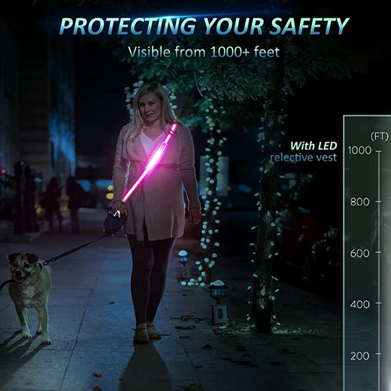 LED Reflective Belt Walking Gear Safety Light For Walkers At Night Safety Rechargeable Reflective Running Gear