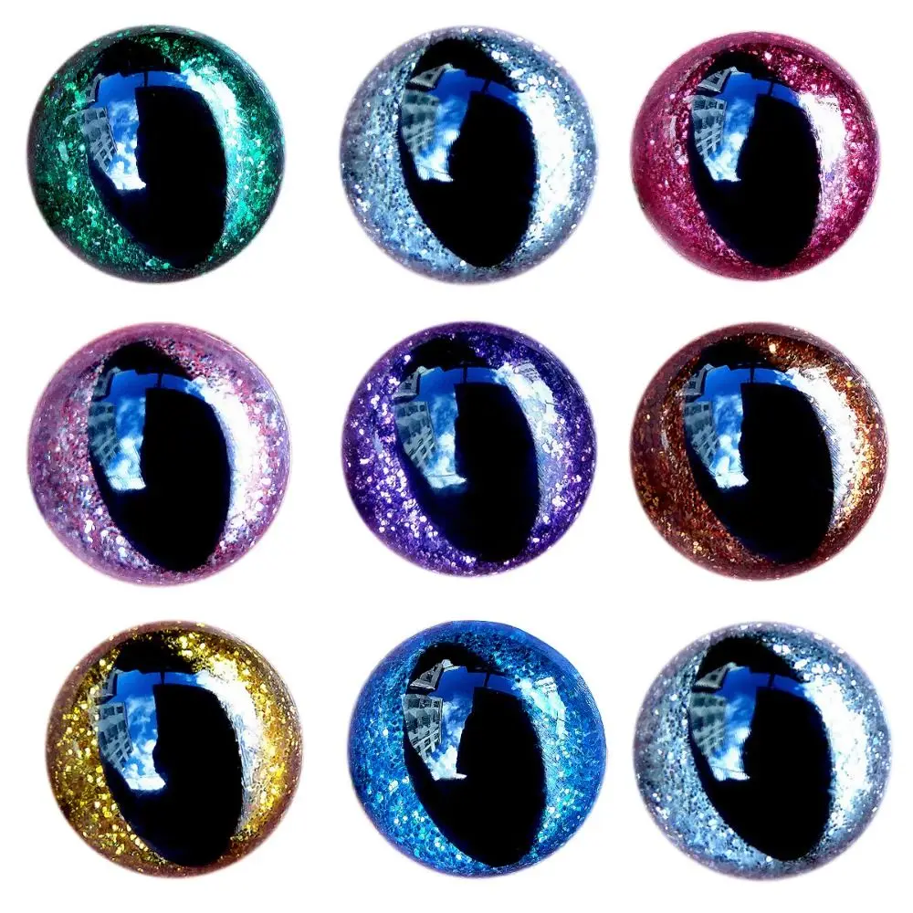 10Pcs 12/15/18mm 3D DIY Glitter Plastic Safety Eyes For Crochet Toys Amigurumi Mixed Color Crafts Doll Eyeball 10pcs mixed candy colors coins purse plastic arc frame kiss clasps fermoir diy handbag handle 16x8 5cm