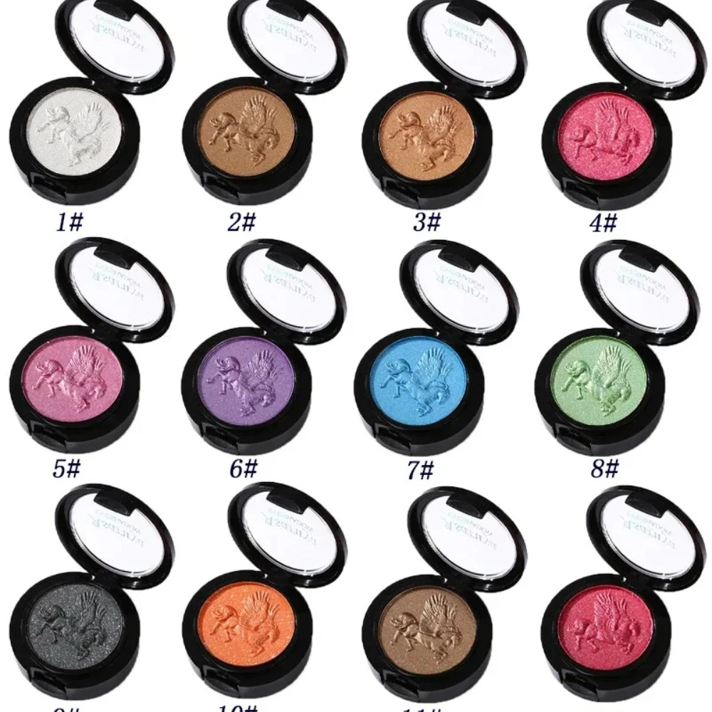 3D Relief Glitter Eyeshadows Powder Metallic Ultra-Fine Highlighters Chrome Shiny Powder Multifunction Women Make Up Blue Purple Eye Shadow