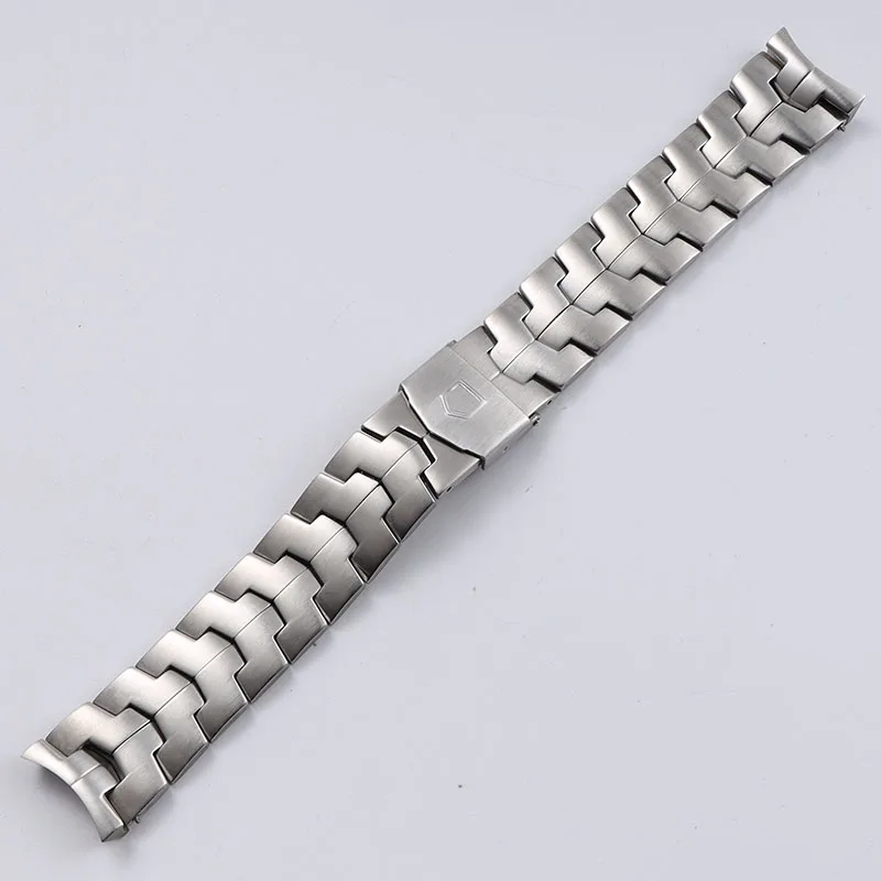 

High Quality 316L Stainless Steel Watchband 22mm Curved End Solid Links Matt Silver Logo Bracelet For TAG Link Sery Watch Man's