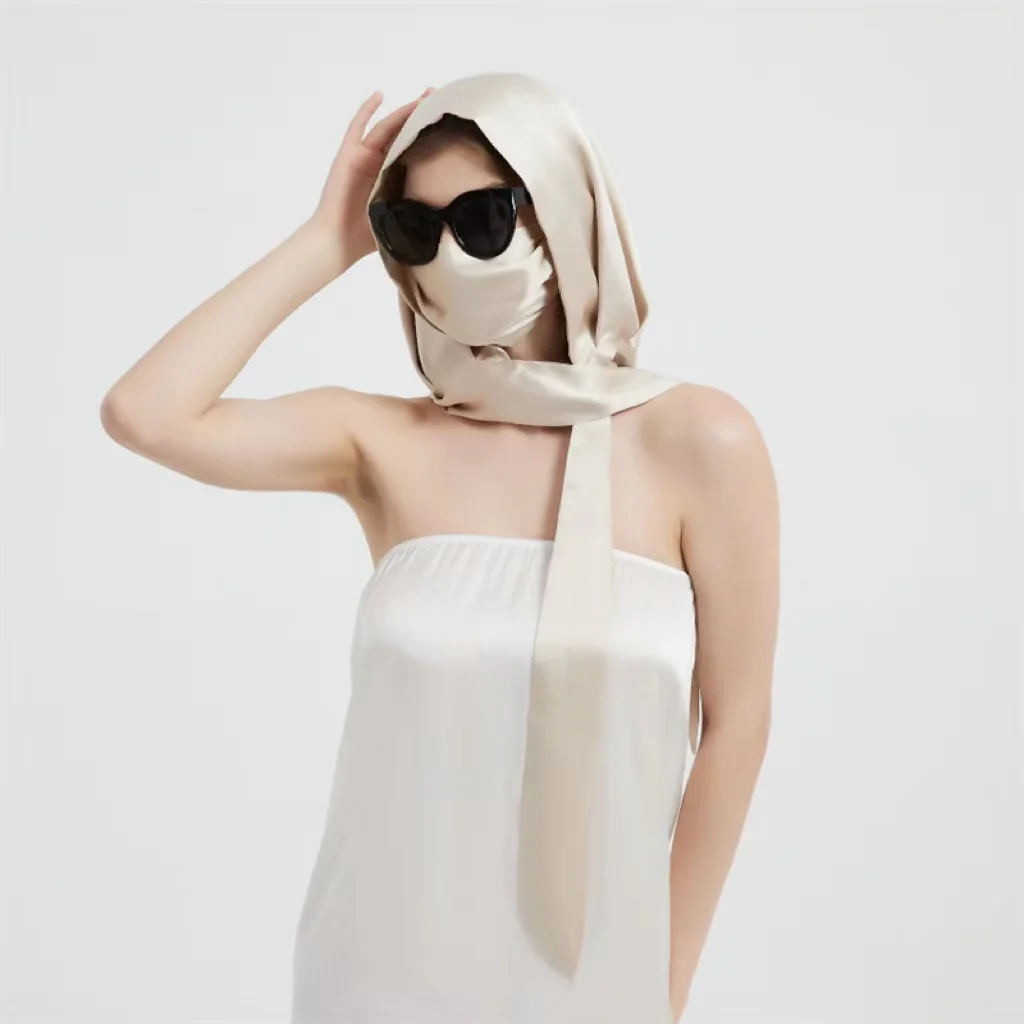 New Style High Quality Silk Hat Scarf Cap Double Layer Hat Sun Hat For Women Girl 5