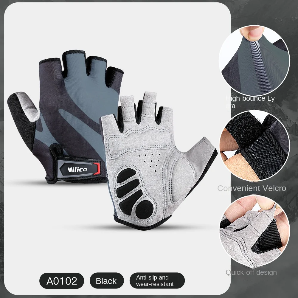 New Outdoor Sports Fitness Training Breathable Non-slip Bicycle Shock Absorbing Riding Half Finger Cycling Gloves Men Women 2