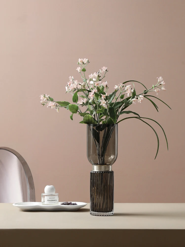 ModernGlassVaseHomeDecorationLivingRoomAccessoriesFlowerPotDiningTableDryVase