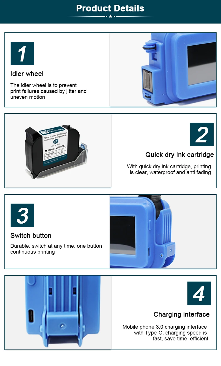 28 Languages 12.7mm Mini Printer PC13 Portable Printer QR Bar Batch Code Date Nu