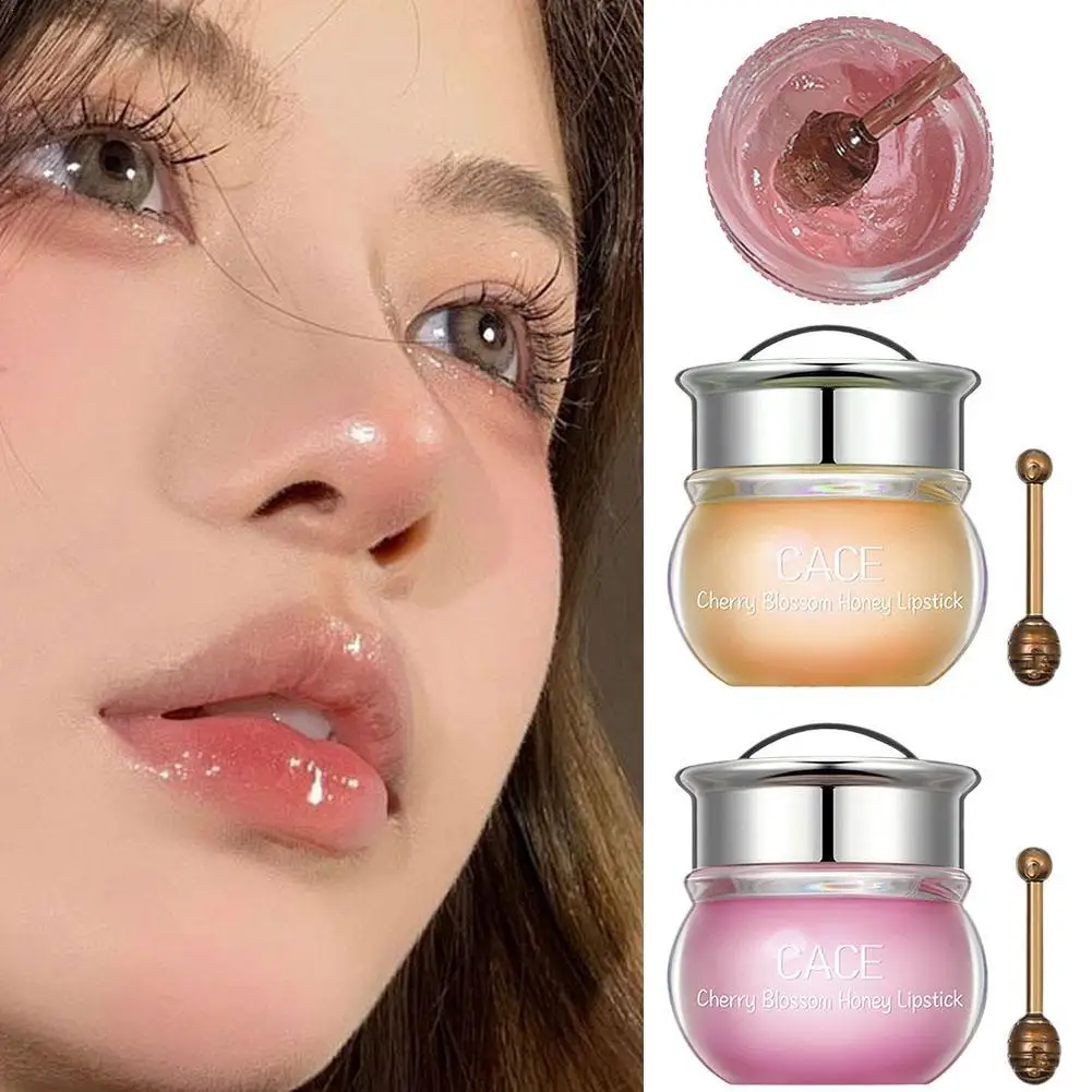 1 Pc Pink Honey Moisturizing Lip Mask Peach Natural Unisex Lip Oil Nourishing Fade Lip Lines Lip Blam Lip Care