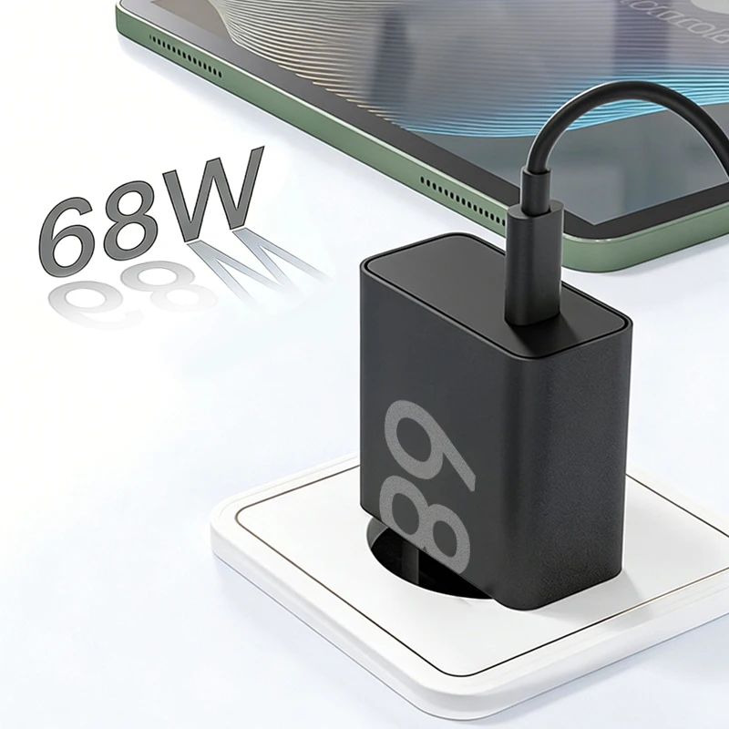 68W Fast USB-C Charger with Data Cable