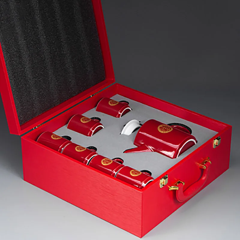 Chinese Traditional Wedding Ceramic Tea Set, Double Happiness Teapot Cup, Household Drinking Utensils, Teaware, Newlywed Gifts