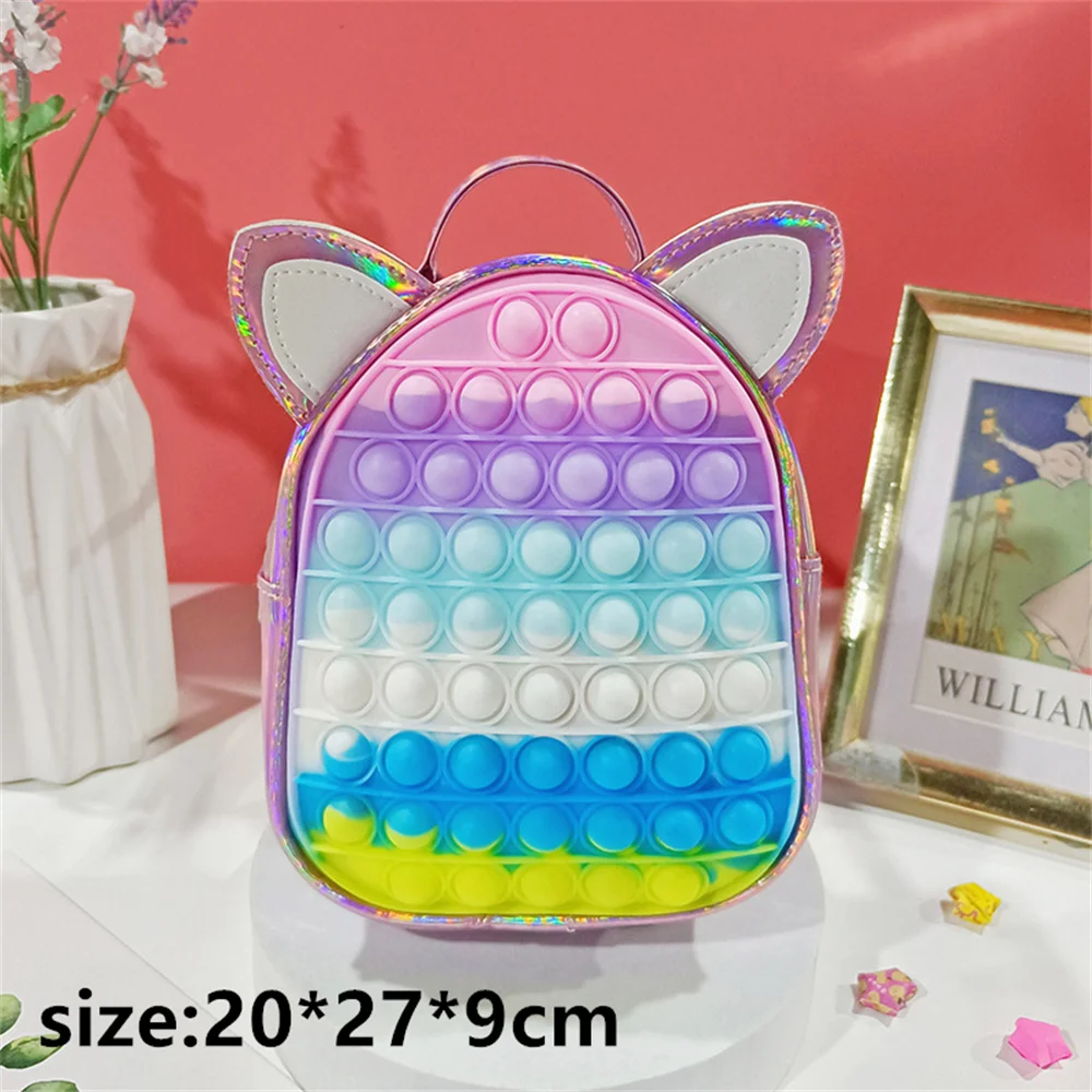 Kawaii Large Popits Backpack Fidget Toys Pop Its Purse Popper Shoulder Bag Stress Relief School Bags  Adjustable Shoulder Strap dna ball fidget toy