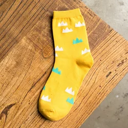 1 Pair Summer Autumn Fashion Cute Women Lady Multicolor Cartoon Soft Egg Ripple Clouds Pattern Casual Socks