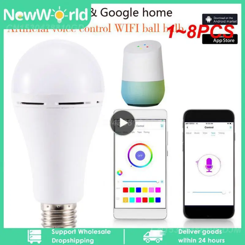 

1~8PCS Emergency Light Bulb E27 B22 7W 9W 12W 15W Rechargeable Battery Lighting Lamp 85-265V Intelligent light energy saving