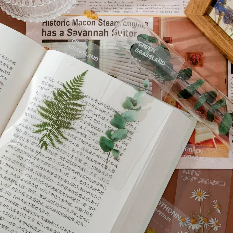 Floral Painting Bookmark Retro Flower Bookmark Bookmarks Stationery Supplies 5 Pcs/set Natural Plant Flower Leaves Series Bookmark PVC Reading Book Mark Book Page Marker Stationery Supplies Kawaii