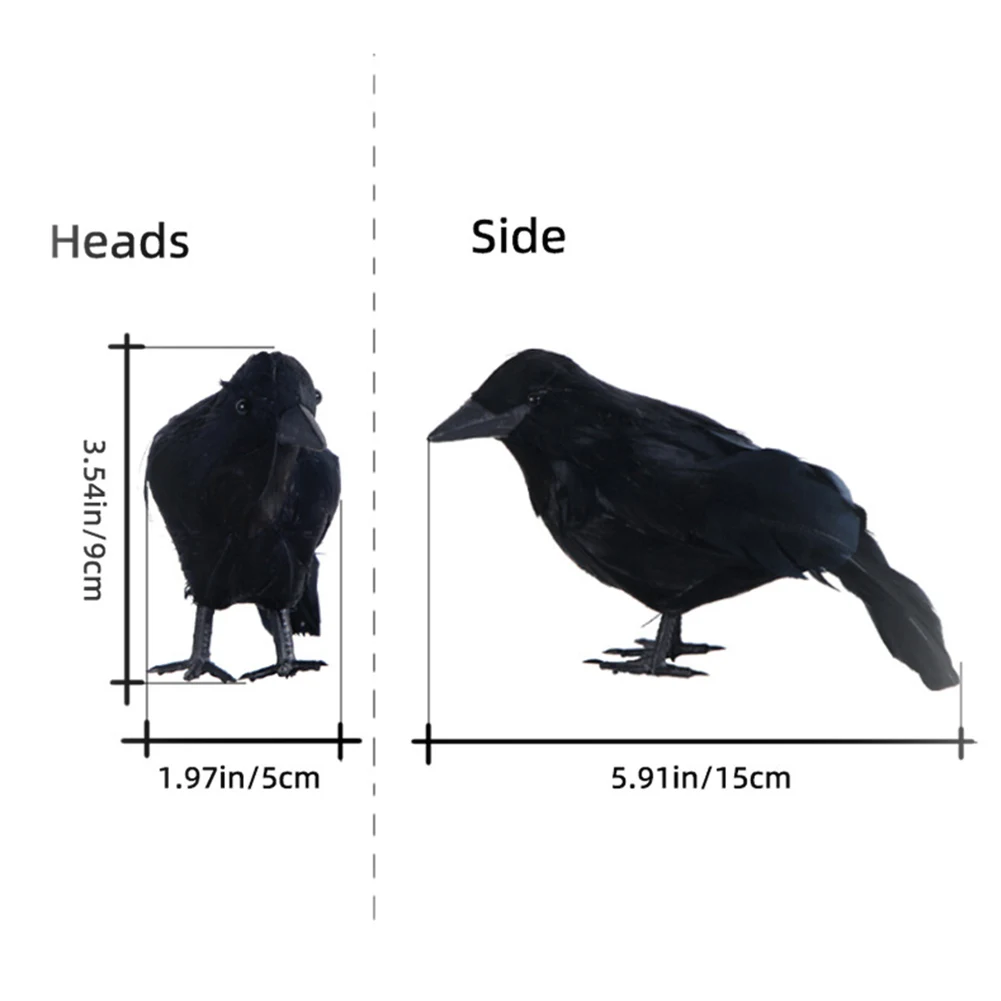 Halloween Ravens Desktop Figurines Realistic Black Feathered Crows Multifunctional Festive Atmosphere Haunted House Decor Props