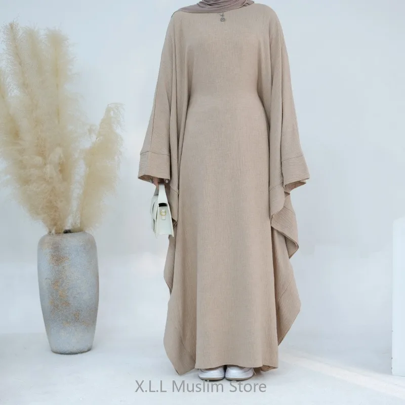 2024 Dubai Eid Ramadan Bat Sleeve Prayer Garment Batwing Abaya Muslim Dress Modest Kebaya Robe Women Clothes Female Musulmane