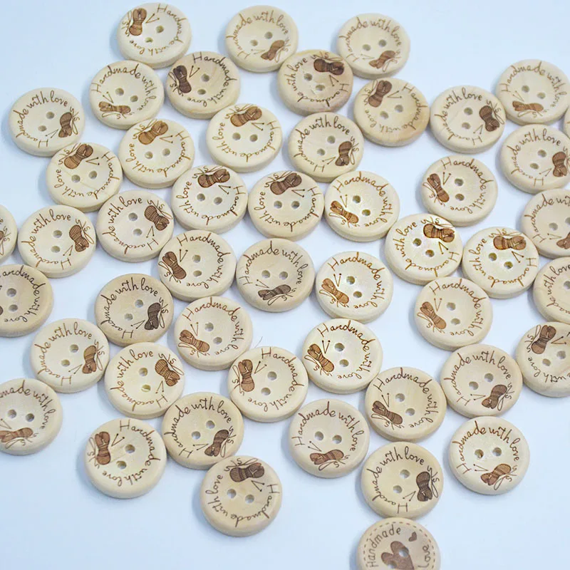 100/25 PCS DIY Wood Buttons For Clothing Wooden Craft Supplies Sewing Material Handmade Accessories Scrapbooking Gift Handwork images - 6