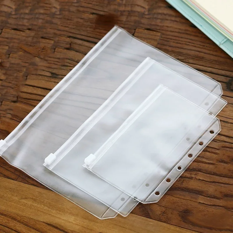 File Folder File Holder Transparent A5/A6/A7 Loose Leaf Page Pocket for Bill Bank Credit Cards Storage Notebook Decor Stickers Memo Pad Pocket