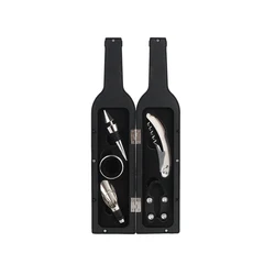 5-Piece Bottle-Shaped Wine Accessory Gift Set - Includes Drip Ring, Foil Cutter, Pourer, Stopper, and Opener (1set)