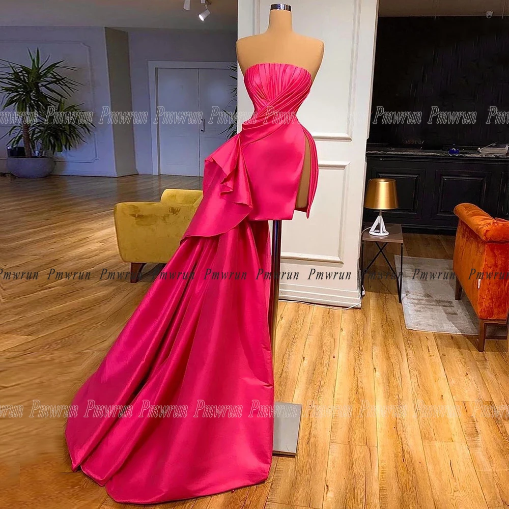 

Мини-платье женское без бретелек с длинным шлейфом, 2023