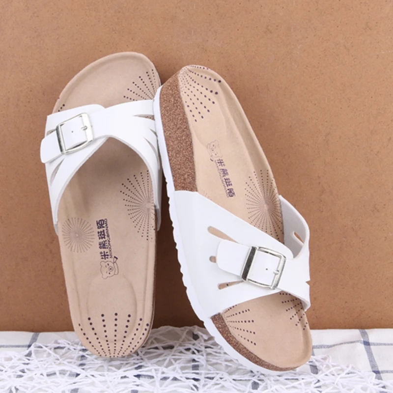 

2024 Slides Women Summer Cork Slippers Woman Korean Edition Soft Sole Sandals Lady Simple Flat Non Slip Fashion Lazy Beach Shoes