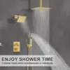 Thermostatic Shower System with Adjustable Water Flow Push Button Diverter Square Dual Shower Heads Faucet Set 2