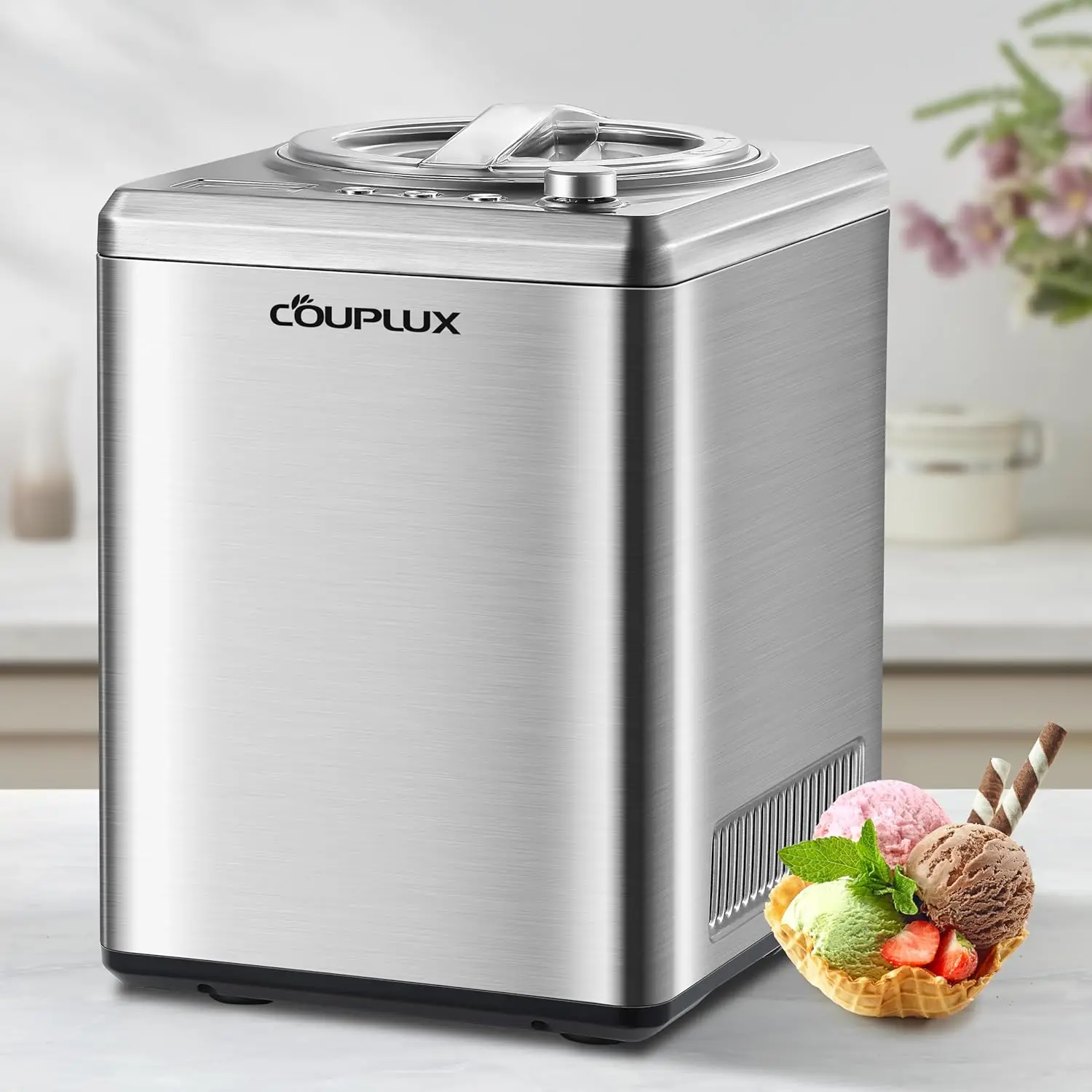 Ice Cream Maker with Compressor,  Ice Cream Machine - No Pre Freezing, 2.5L Gelato Machine and Ice Cream Maker Machine
