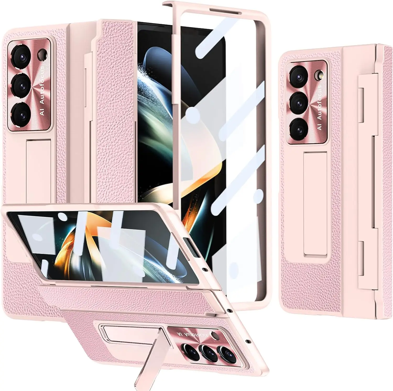 

Совместим с чехлом для Samsung Galaxy Z Fold 5 с защитой петель и подставкой, сверхпрочным противоударным защитным чехлом для телефона для Samsung Z Fold 5, женским чехлом, чехлом для Galaxy Z Fold 5 с защитной пленкой