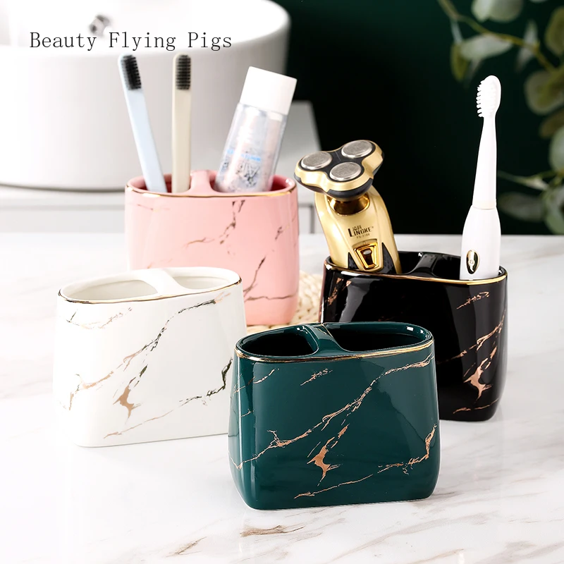 Creative ceramic toothbrush holder, bathroom, washbasin, storage rack, storage container cup holder mug holder stand