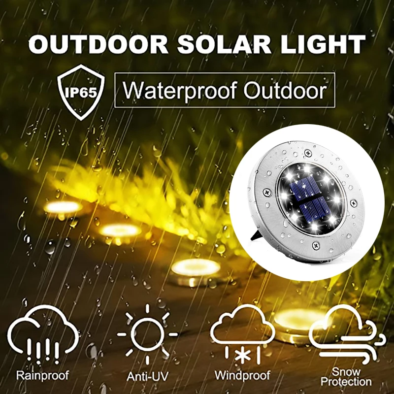 16 LED Solar Deck Lights Outdoor Waterproof Lawn Lamp Battery Powered  Step Light for Pathway Driveway Garden Walkway Patio rgb led wifi outdoor recessed deck lights kits ip67 waterproof inground landscape lighting yard pathway stairs patio garden lamp