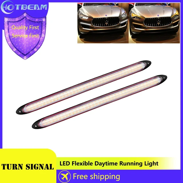 LED Car Light Flexible LED Daytime Running Light Grille Turn Signal Lamp  Yellow 12V Waterproof Lamp Dynamic Flashing Turn Signal - AliExpress