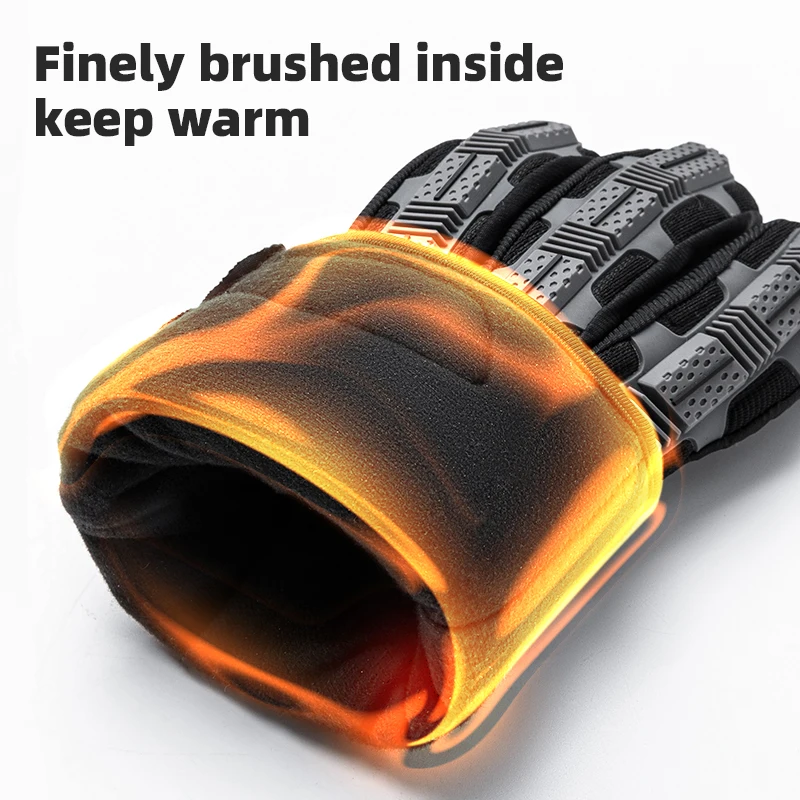 ROCKBROS Cycling Gloves Tactical Gloves SBR Thickened Pad Shockproof Breathable GEL Bike Motorcycle Winter Warmer Full Finger 2