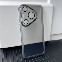 Premium Clear Acrylic Phone Case with Lens Protector Film - Sleek Original Back Cover for Huawei Pura 70 (Transparent Black)